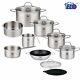 Elo 14 Piece Platin Stainless Steel Kitchen Induction Cookware Pots And Pans Set