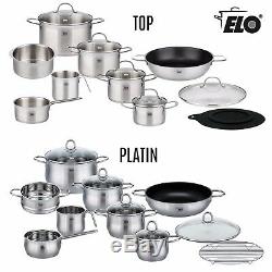 ELO 14 Piece Platin Stainless Steel Kitchen Induction Cookware Pots and Pans Set