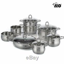 ELO 14 Piece Premium Stainless Steel Induction Cookware Silver Pots & Pans Set