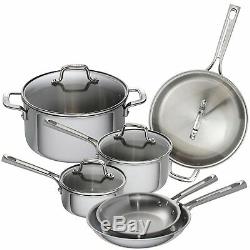 Emeril Lagasse 10 Piece Tri-Ply Stainless Steel Cookware Set NEW
