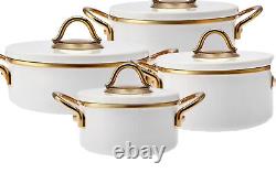 Enamel Induction Cookware Set, 8 Piece, Cream Gold