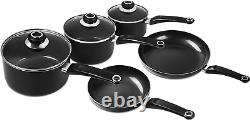 Equip 14 Piece Cookware Set (3 Pots+ 2 Saucepans + 9 Utensils), Black, Aluminium