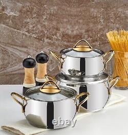 Evimsaray Sevval Collection 6-piece Stainless Steel Mini Cookware Set