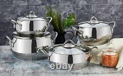 Evimsaray Sevval Series 8-piece Stainless Steel Cookware Set