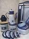 Fab Old French Enamelware Kitchen Set 15 Pieces Navy/wh Coffee Pot Country Farm