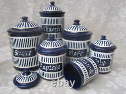 FAB Old French ENAMELWARE KITCHEN SET 15 Pieces Navy/Wh Coffee Pot COUNTRY FARM