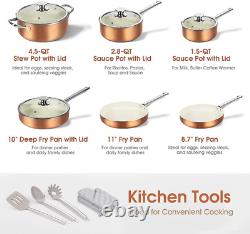 FRUITEAM 13-Piece Pots and Pans Set, Cookware Set Non-stick Ceramic Coating