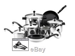 Farberware Classic Stainless Steel 15-Piece Sauce Pots Pans with Lids Cookware Set