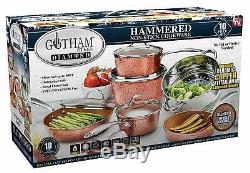 Gotham Steel 10 Piece Hammered Nonstick Copper Cookware Set AS Seen on TV! NEW