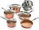 Gotham Steel Hammered 10 Piece Copper Cookware Set Non-stick Induction Pots Pans