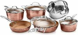 Gotham Steel Hammered 10 Piece Copper Cookware Set Non-stick Induction Pots Pans