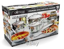 Gotham Steel Professional Chef Stainless Steel Nonstick 10-Piece Cookware Set