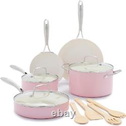 GreenLife Artizan Healthy Ceramic Non-Stick 12-Piece Cookware Set, Pink