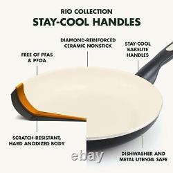 GreenPan Rio Healthy Ceramic Non-Stick 16-Piece Cookware Set PFAS Free, Durable