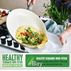 Green Life Toxin-Free Ceramic Nonstick 18-Piece Gray Cookware Set Pots & Pans