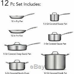 HENCKELS INTL' 10-Piece Stainless Steel Tri-Ply Clad Cookware Set NEW O/B
