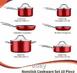HITECLIFE Induction Pots and Pans Sets, Nonstick Cookware Set 10 Pieces