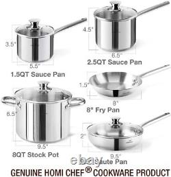 HOMI Chef 14-Piece Nickel Free Stainless Steel Cookware Set Nickel Free Stain
