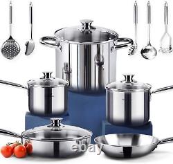 HOMI Chef 14-Piece Nickel Free Stainless Steel Cookware Set Nickel Free Stainl