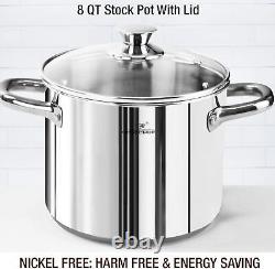 HOMI Chef 14-Piece Nickel Free Stainless Steel Cookware Set Nickel Free Stainl