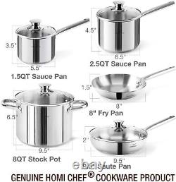 HOMI Chef 14-Piece Nickel Free Stainless Steel Cookware Set Nickel Free Stainl