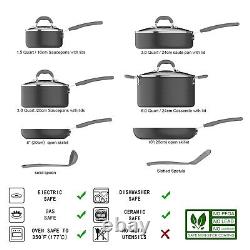 Hard Anodized Non-Stick 12-Piece Cookware Set, Grey Pots, Pans and Utensils