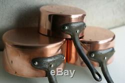 Heavy! 5 Piece French Antique /vintage Solid Copper Pan Set 6kg/13.2lbs 1.5-2mm
