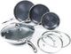 Hexclad 7 Piece Hybrid Stainless Steel Cookware Set With Lids And Wok