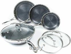 HexClad 7-Piece Hybrid Stainless Steel Cookware Set with Lids and Wok Metal Ut