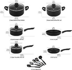 Homere 15-Piece Aluminium Non-Stick Cookware Set, Black