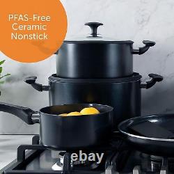 Homere Ceramic Non-Stick 14-Piece Cookware Pots and Pans Set, PFAS-Free