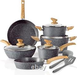 Induction Cookware Set, 12-Piece, Gray Granite Nonstick