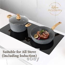 Induction Cookware Set, 12-Piece, Gray Granite Nonstick