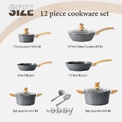 Induction Cookware Set, 12-Piece, Gray Granite Nonstick