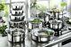 Induction Hob Saucepan Set Non Stick Stainless Steel Pots Pan Cookware 20 Piece