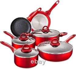 Induction Pots and Pans Non Stick, 10-Piece Non-Stick Cookware Set with Stay Pan