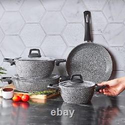 KARACA Gris BioGranite 4 Pieces Granite Cookware Pot & Pan Set Non-Stick Coat