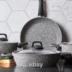 KARACA Gris BioGranite 4 Pieces Granite Cookware Pot & Pan Set Non-Stick Coat