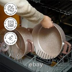 Karaca 12-Piece Rosegold Granite Cookware Set, Biogranite, Pink