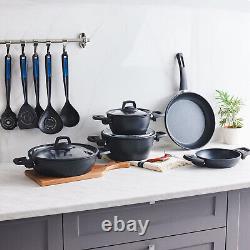 Karaca BioDiamond Powerful Cookware Set with Kitchen Utensil Set, 13 Piece, Black