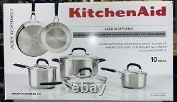 KitchenAid 10 Piece Stainless Steel Cookware Pots and Pans Set