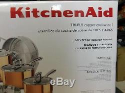 KitchenAid Tri-Ply Copper 12-Piece Cookware Set, KC2PS12CP