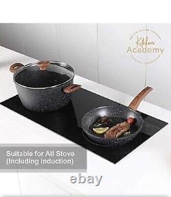 Kitchen Academy 15 Pieces Hammered Nonstick Granite-Coated Cookware Set