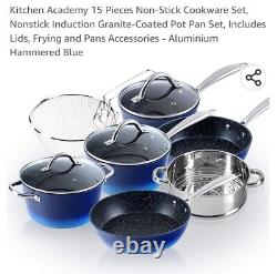 Kitchen Academy 15 Pieces Non-Stick Cookware Set, Nonstick Induction