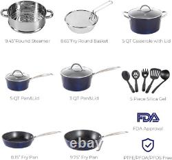 Kitchen Academy 15 Pieces Non-Stick Cookware Set, Nonstick Induction Pot Pan and