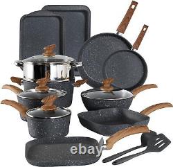 Kitchen Academy Induction Cookware Set-17 Piece Non-Stick Variety Pack, Black