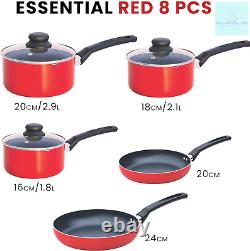 Kitchen King 8 Pieces Essentials Pots and Pans Cookware Set with Lids Non Stick