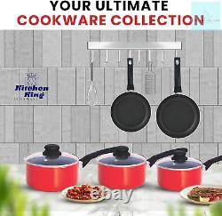 Kitchen King 8 Pieces Essentials Pots and Pans Cookware Set with Lids Non Stick