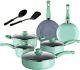 Love Pan Beets Ceramic Non-stick 12-piece Cookware Set In Mint Green