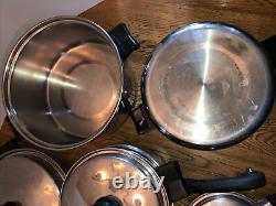 Large VTG 21 Piece Saladmaster 18-8 Tri Clad Stainless Steel Cookware Set